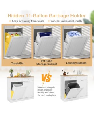 Kitchen Tilt Out Trash Cabinet with 2 Drawers and Adjustable Shelf