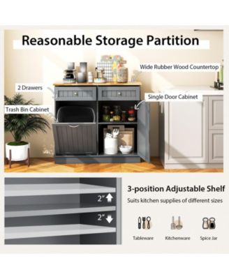 Kitchen Tilt Out Trash Cabinet with 2 Drawers and Adjustable Shelf