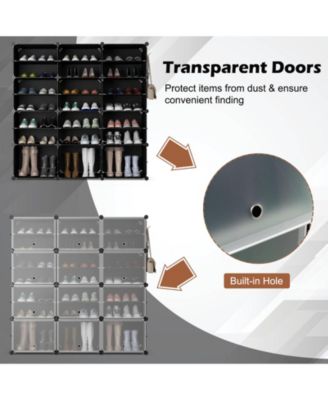 12-Cube 48 Pairs Portable Shoe Shelves with Hook