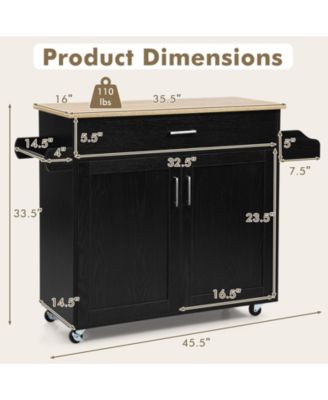 Rolling Kitchen Island Cart with Towel and Spice Rack