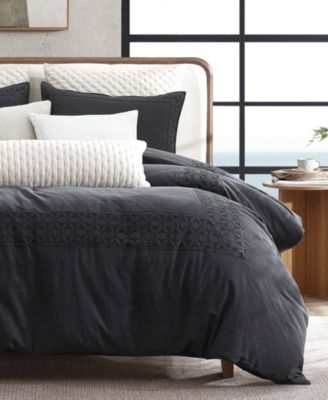 Dkny Pure Hotel Eyelet Duvet Cover Set In Black