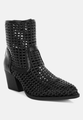 Womens Artisole Woven Pleather Block Boots