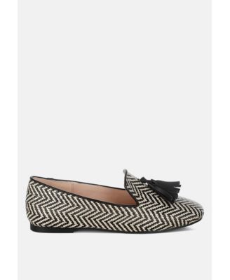 Dara Raffia Tassels Detail Loafers