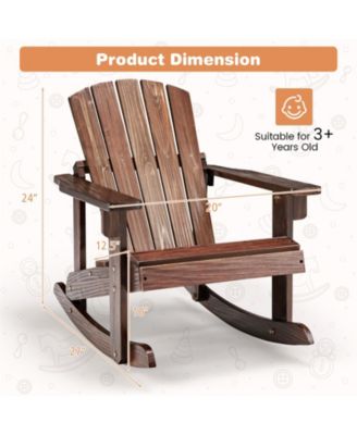 Outdoor Wooden Kid Adirondack Rocking Chair with Slatted Seat