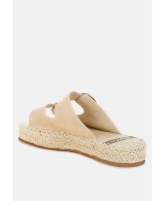 Kuopa Genuine Soft Leather Espadrille Flatform Sandals