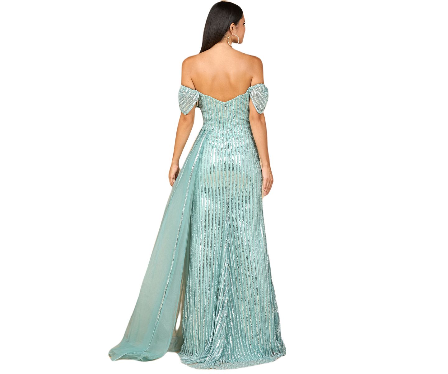Женское платье Lara Off Shoulder Fitted Gown, цвет: Тёмный шалфейный — фото 2