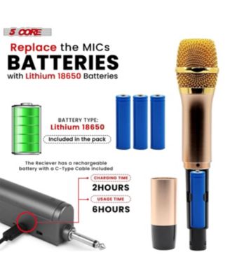 Wireless Microphones Pair UHF Professional Handheld Microfonos Inalambricos Dual Cordless Mic System for Karaoke Singing Wedding DJ Party Speech Church