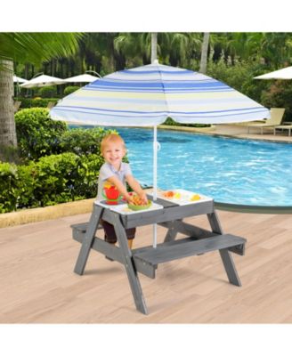 Kids Picnic Table Set with 3 Removable Bins
