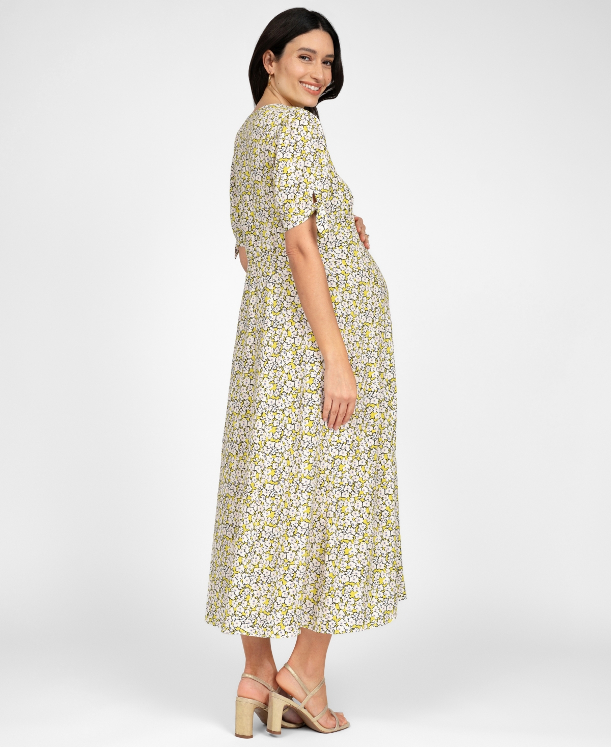 Shop Seraphine Women's Maternity Bow Sleeve Midi Dress In Floral Print