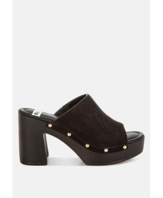 Masaki Soft Suede Leather Wooden Clogs