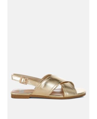 Rag and Co Womens Kanon Metallic Pleather Criss-Cross Flats