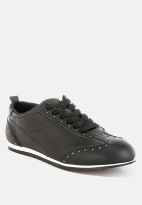 Womens Odaya Studded Real Soft Leather Sneakers