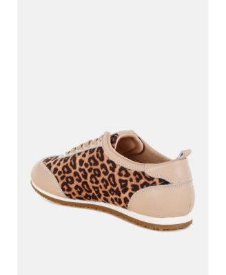 Narati Leopard Print Real Leather Sneakers