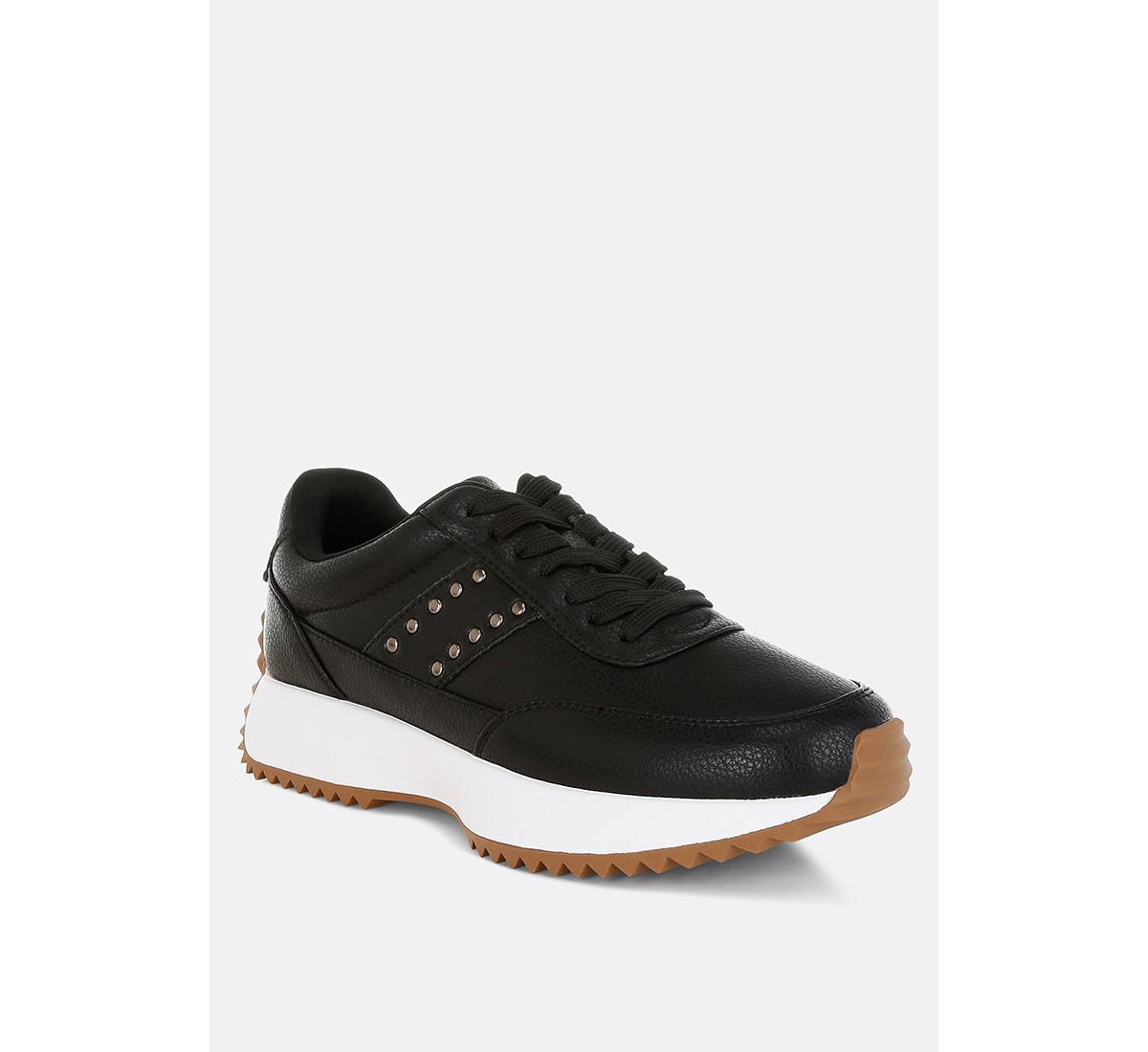 Athion Studded Real Leather Sneakers - White