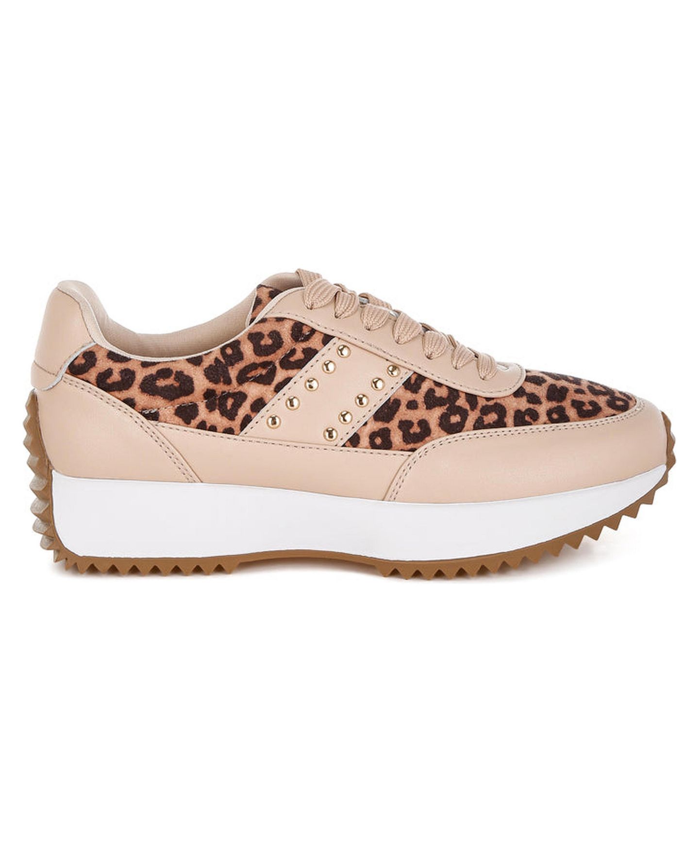 Женские кроссовки Rag & Co Lepark Real Leather Leopard Print, цвет: Светлый бежевый — фото 1