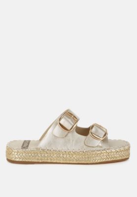 Womens Miova Metallic Buckle Detail Espadrille Flatforms