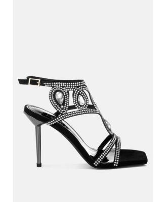 Womens Fialka Diamante & Rhinestones Stiletto Sandals
