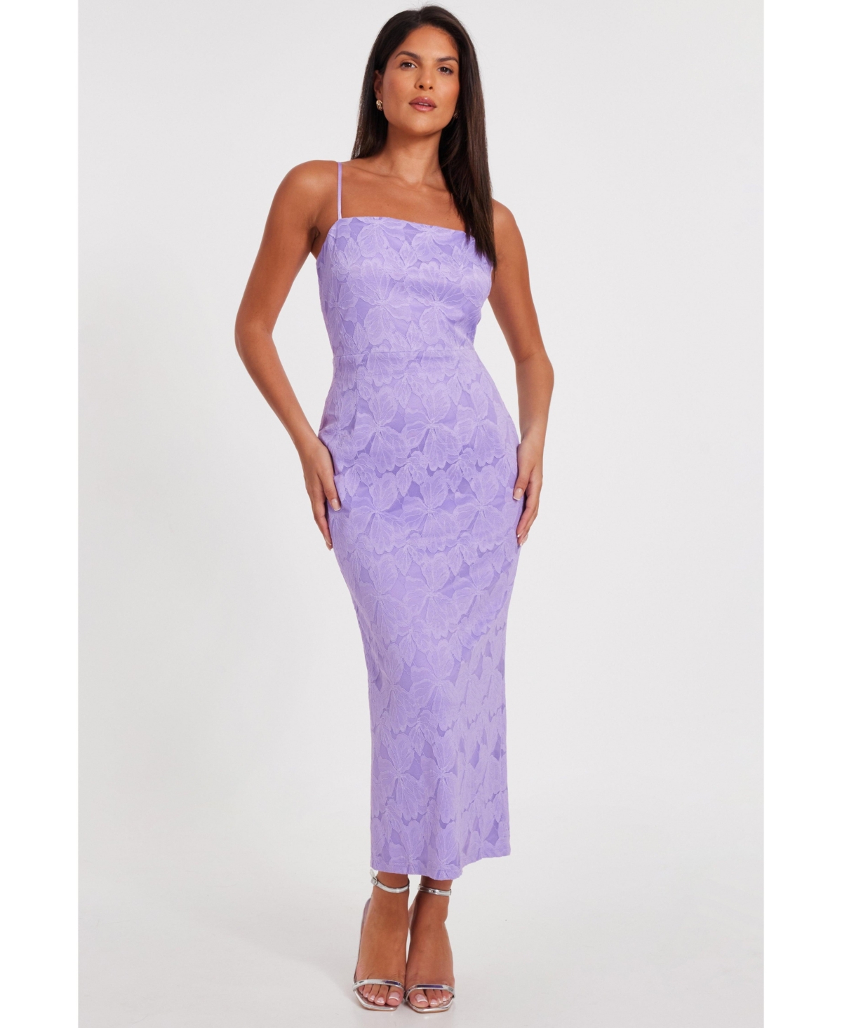 Women's Lace Strappy Maxi Dress - Lilac