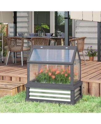 Raised Garden Bed with Wooden Cold Frame, 35.5" x 22.5" x 38.25"