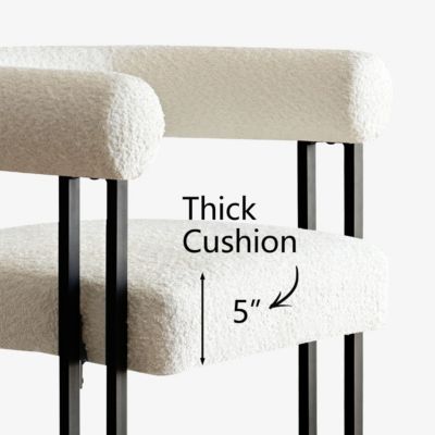 2-Pc Boucle Upholstered Modern 24.5-Inch with Curved Armrests – Counter Stool