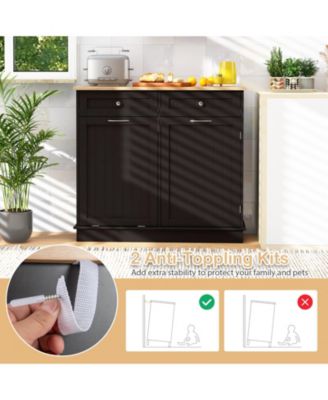 Kitchen Tilt Out Trash Cabinet with 2 Drawers and Adjustable Shelf