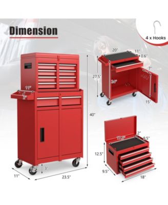 2-in-1 Rolling Tool Chest with 5 Sliding Lockable Drawers