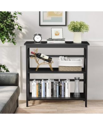 3-Tier Wooden Multi-Functional X-Design Etagere Storage Bookshelf