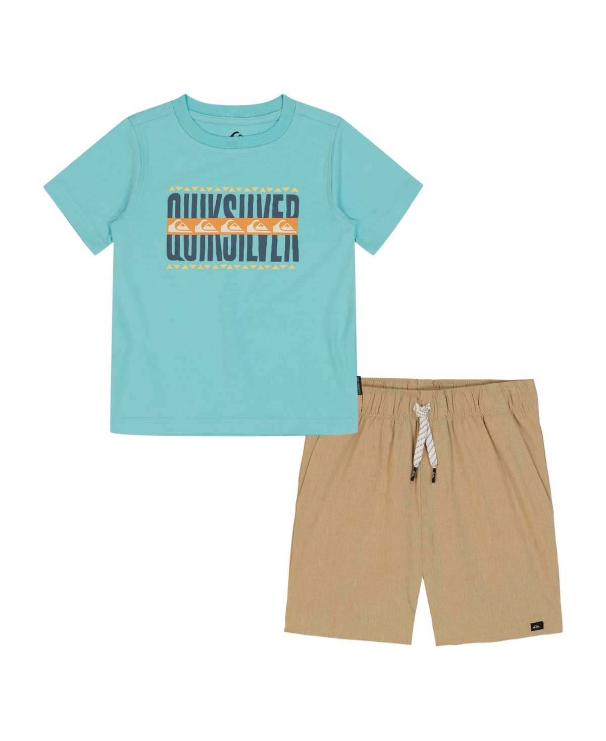 QUIKSILVER TODDLER AND LITTLE BOYS 2-PIECE SHORT SLEEVE LOGO GRAPHICS T-SHIRT AND STRETCH TECH SHORTS SET 