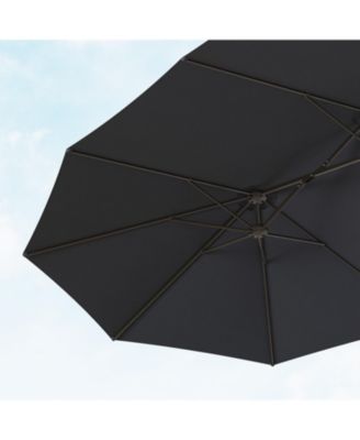 15 ft. Large Market Double Sided Umbrella Outdoor Patio Umbrella in Blue with Crank Handle, for Poolside Lawn Garden