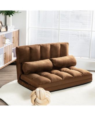48" x 44.5" x 23" 6-Position Foldable Floor Sofa Bed with Detachable Cloth Cover