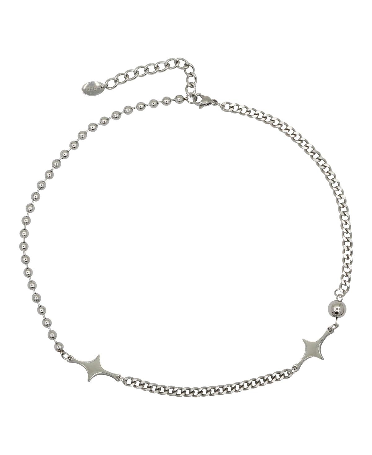 Embellished Stainless Steel Chain Necklace with Star Detail - Silver