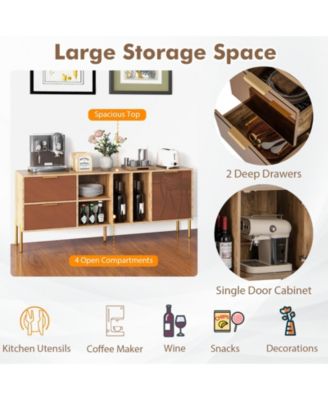 Mirrored Buffet Cabinet with 2 Drawers and 1 Door for Living Room