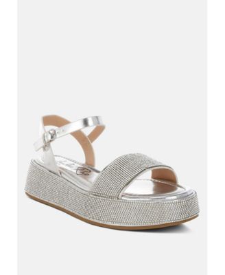 Nensis Rhinestone Embellished Flatform Sandals