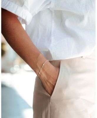 Women's Sapphire Trio Silver Chain Bracelet, 6" Chain