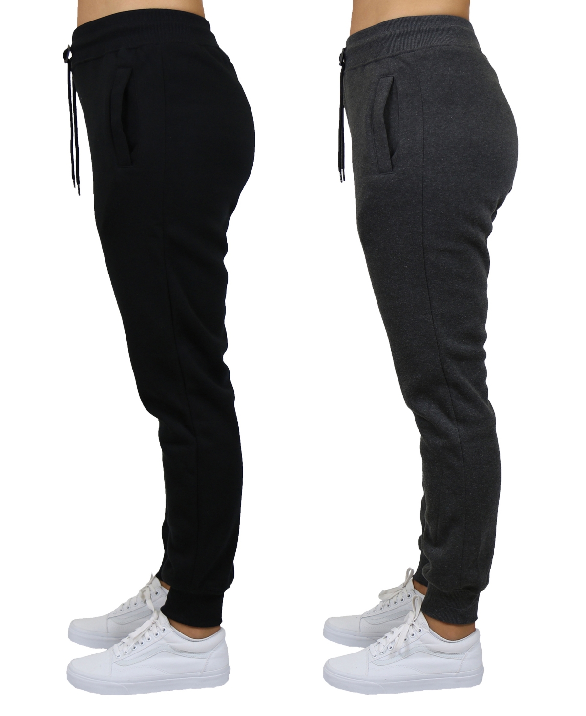 Shop Galaxy By Harvic Women's Loose Fit Fleece Lined Jogger Sweatpants-2 Pack In Black-charcoal
