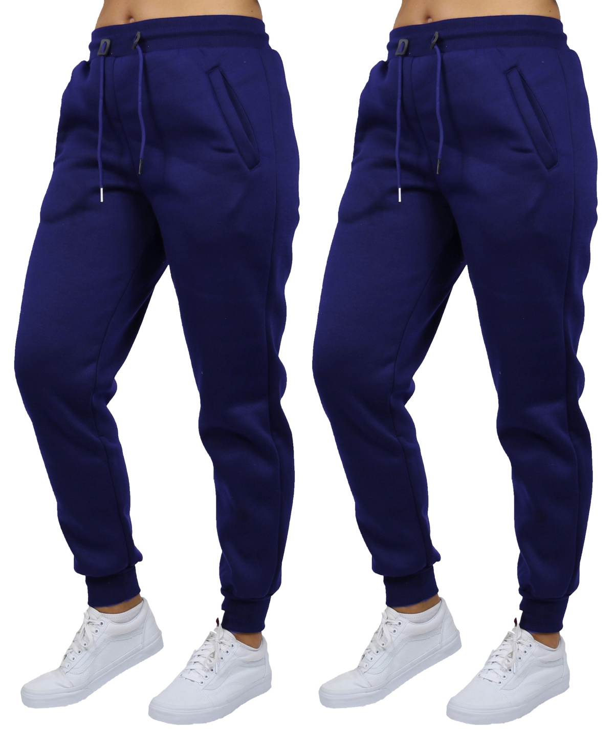 Shop Galaxy By Harvic Women's Loose Fit Fleece Lined Jogger Sweatpants-2 Pack In Navy-navy
