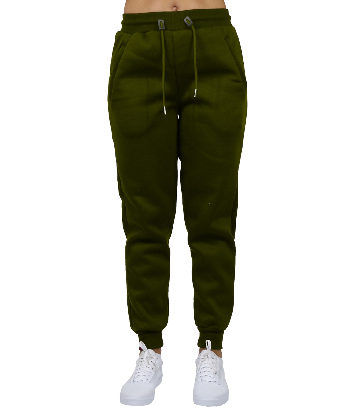 Galaxy By Harvic Women's Loose Fit Fleece Lined Jogger Sweatpants In Olive