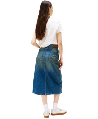 Tommy Jeans Womens Floral Flag Graphic T Shirt Claire Denim Midi Skirt