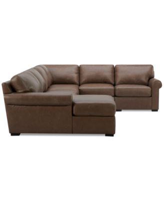 Radley Roll Arm 132" 6-Pc. Leather Square Corner Chaise Sectional, Exclusively at Macy's