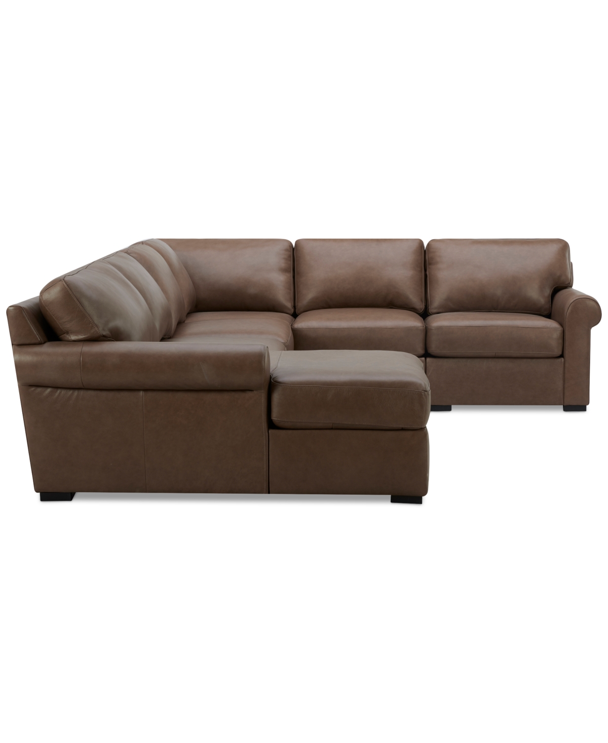 Macy's Radley Roll Arm 132" 6-pc. Leather Square Corner Chaise Sectional, Exclusively At