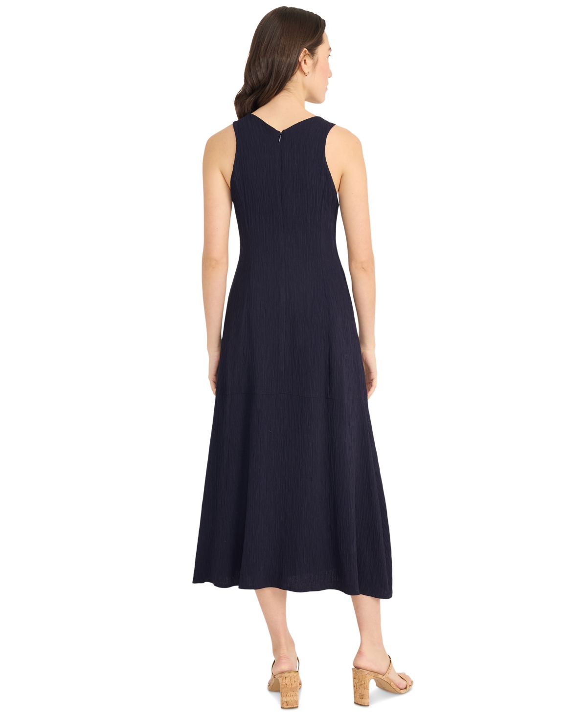 Luxely Fluid A-line Midi Dress In Navy