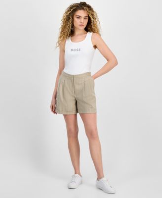 BOSS Orange Women's Tapered-Fit Pinstriped Shorts