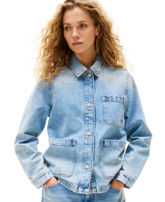 Women's Cotton Faded-Denim Trucker Jacket