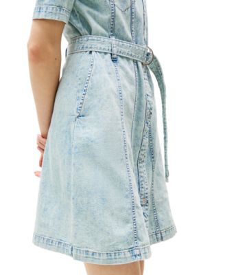 Women's Cotton Belted Denim Shirtdress