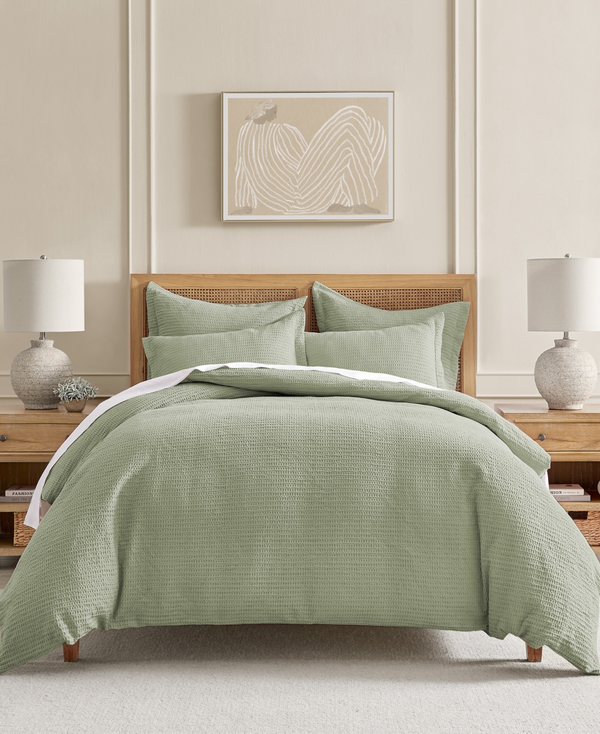 Levtex Cloud Waffle Textured 3-pc. Comforter Set, Full/queen In Desert Sage