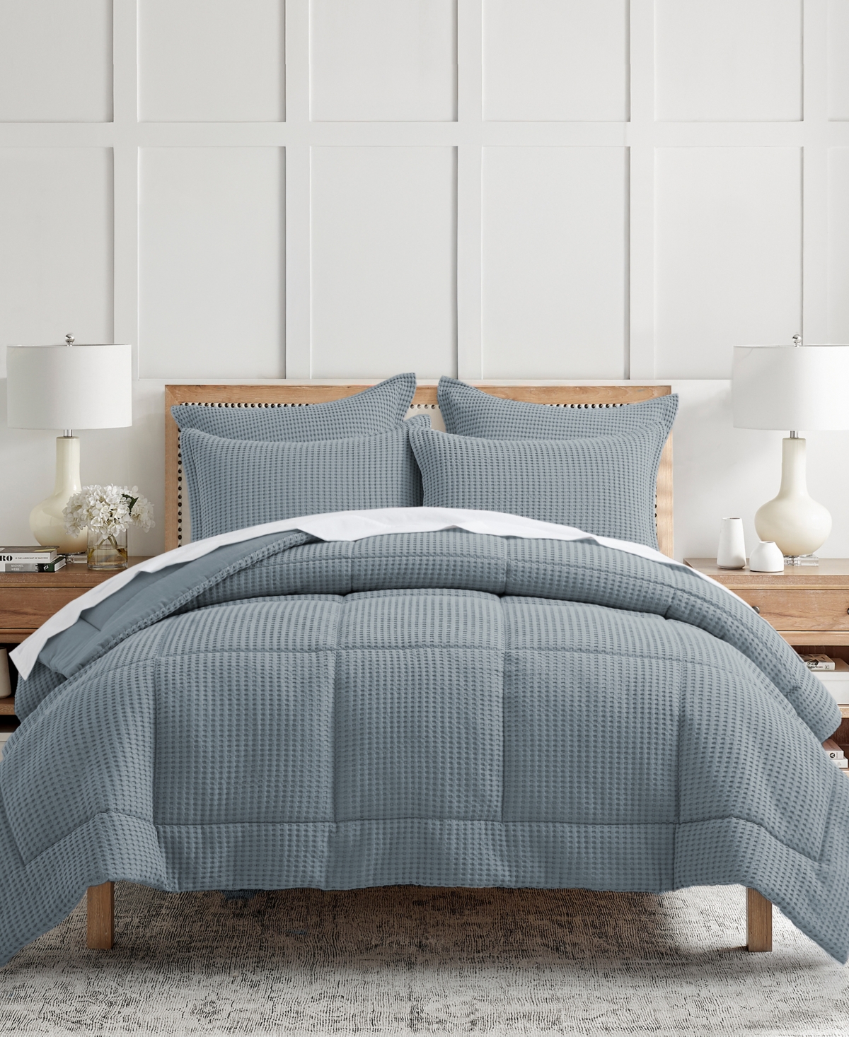 Levtex Mills Waffle Textured 3-pc. Comforter Set, Full/queen In Slate Blue