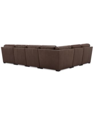 Radley Roll Arm 132" 6-Pc. Leather Square Corner Chaise Sectional