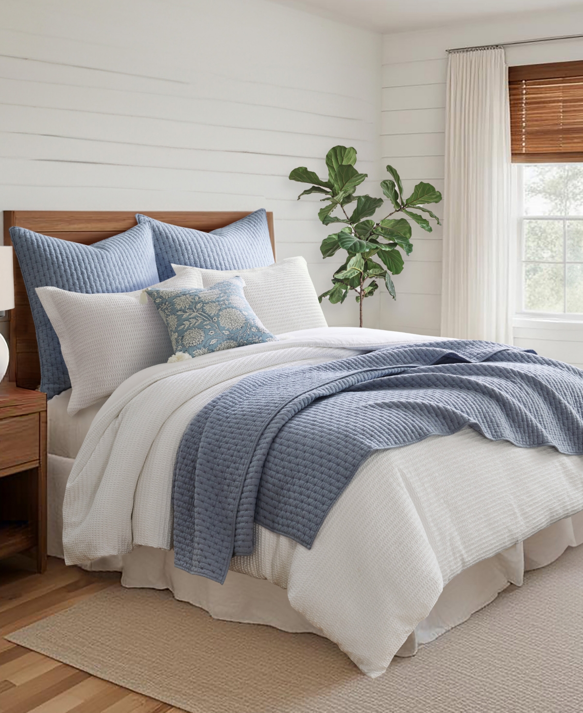 Levtex Cross Stitch Stitching 2-pc. Quilt Set, Twin/twin Xl In Chambray
