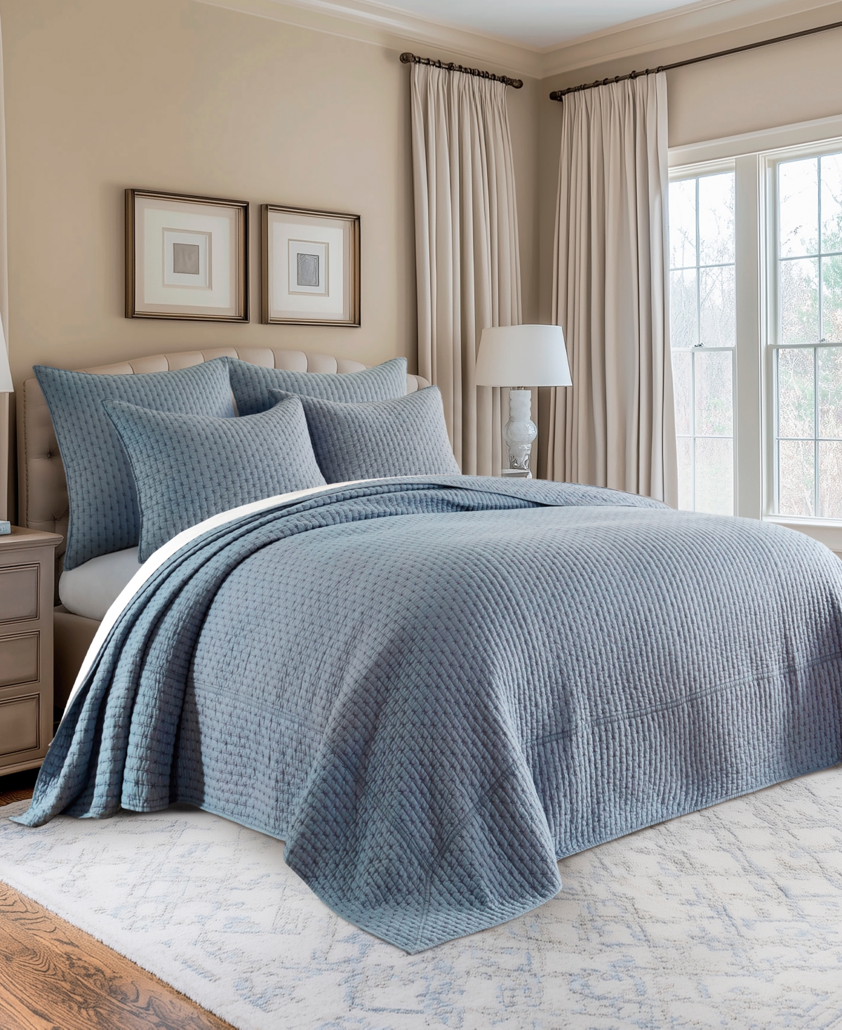 Levtex Cross Stitch Stitching 3-pc. Bedspread Sets, King/california King In Blue