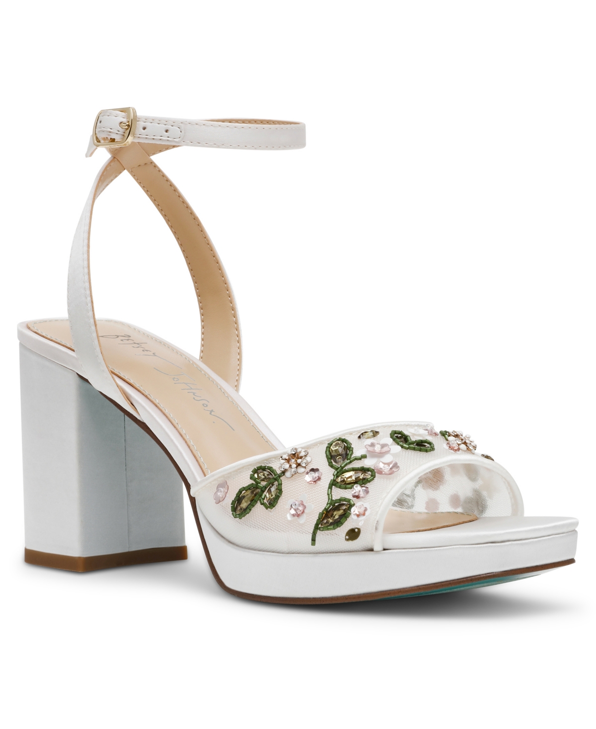 BETSEY JOHNSON WOMEN'S KIRRA FLORAL BEADED PLATFORM DRESS SANDALS 